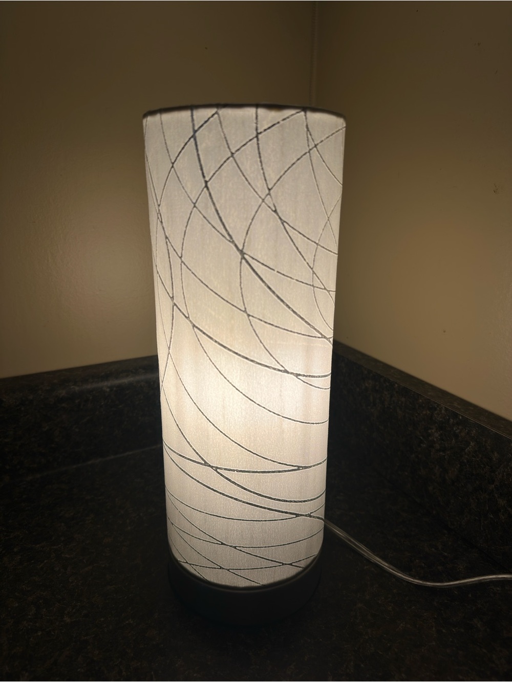 White Cylinder Lantern with Silver Swirl Accent - Picture 2 of 2